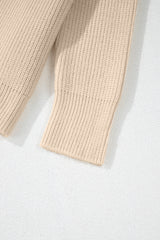Beige Solid Color Drawstring Hooded Drop Shoulder Pullover Sweater Sweaters JT's Designer Fashion