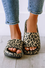 Black Print Thick Sole Slip On Slippers Slippers JT's Designer Fashion