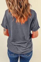 Gray Blooming USA Flag Print Casual T Shirt Graphic Tees JT's Designer Fashion