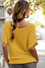 Ginger Solid Loose Knit Short Dolman Sleeve Sweater Sweaters & Cardigans JT's Designer Fashion
