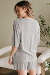 Gray Solid Color Loose Tee 2 Piece Shorts Set Short Sets JT's Designer Fashion