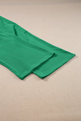 Green Solid Color Ribbed Ruffle Tank Top and Pants Set Pant Sets JT's Designer Fashion