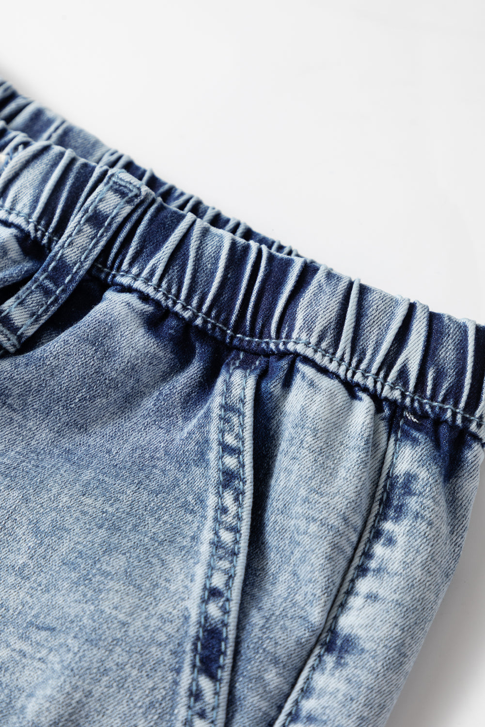 Ashleigh Blue Acid Wash Exposed Seam Drawstring Elastic Waistband Jeans Jeans JT's Designer Fashion