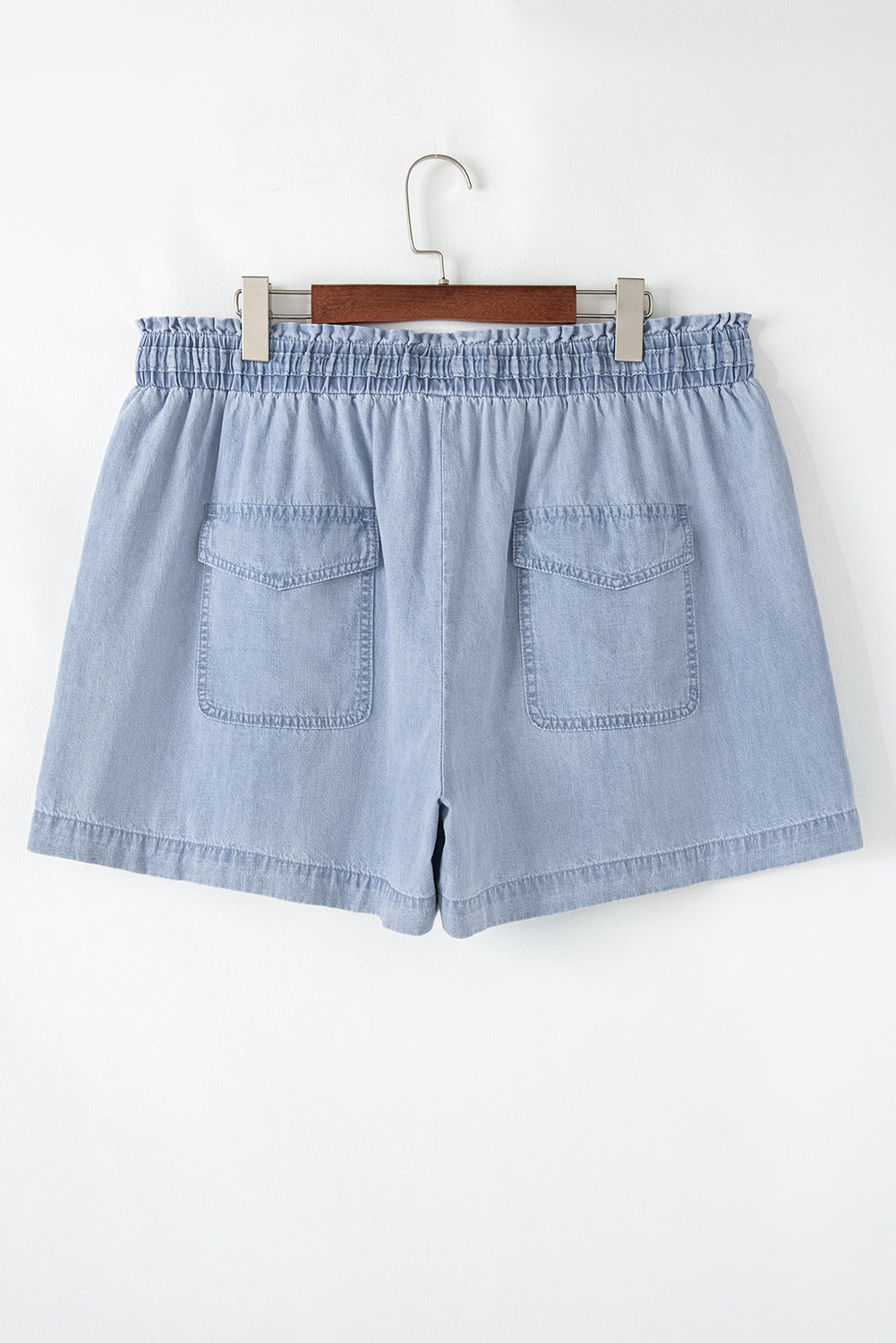 Beau Blue Pocketed Drawstring High Waist Plus Size Denim Shorts Plus Size Bottoms JT's Designer Fashion