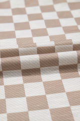 Brown Checkerboard T Shirt and High Waist Skorts 2 Piece Outfit Short Sets JT's Designer Fashion