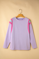 Phalaenopsis Mineral Wash Colorblock Arm Patchwork Oversize Top Long Sleeve Tops JT's Designer Fashion