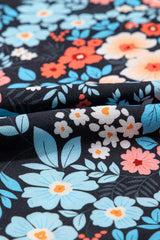 Sky Blue Floral Knotted Back Square Neck Maxi Dress Floral Dresses JT's Designer Fashion