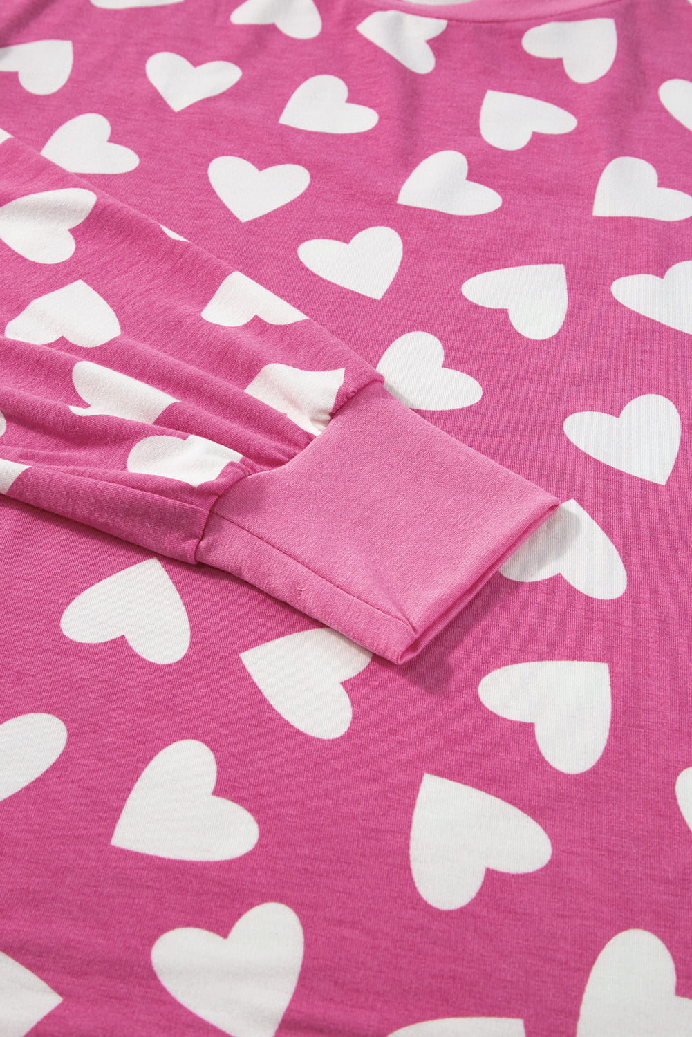 Pink Valentine Heart Shape Print Long Sleeve Top Shorts Lounge Set Short Sets JT's Designer Fashion