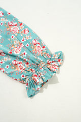 Green Plus Size Floral Print Square Neck Smocked Maxi Dress Plus Size Maxi Dresses JT's Designer Fashion