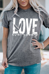 Gray LOVE everybody Graphic T-shirt Graphic Tees JT's Designer Fashion