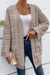 Delicacy Textured Knit Open Front Chic Cardigan with Pockets Cardigans JT's Designer Fashion