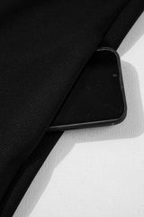 Black Solid Color Collared Slit Neck Sleeveless Mini Dress Mini Dresses JT's Designer Fashion