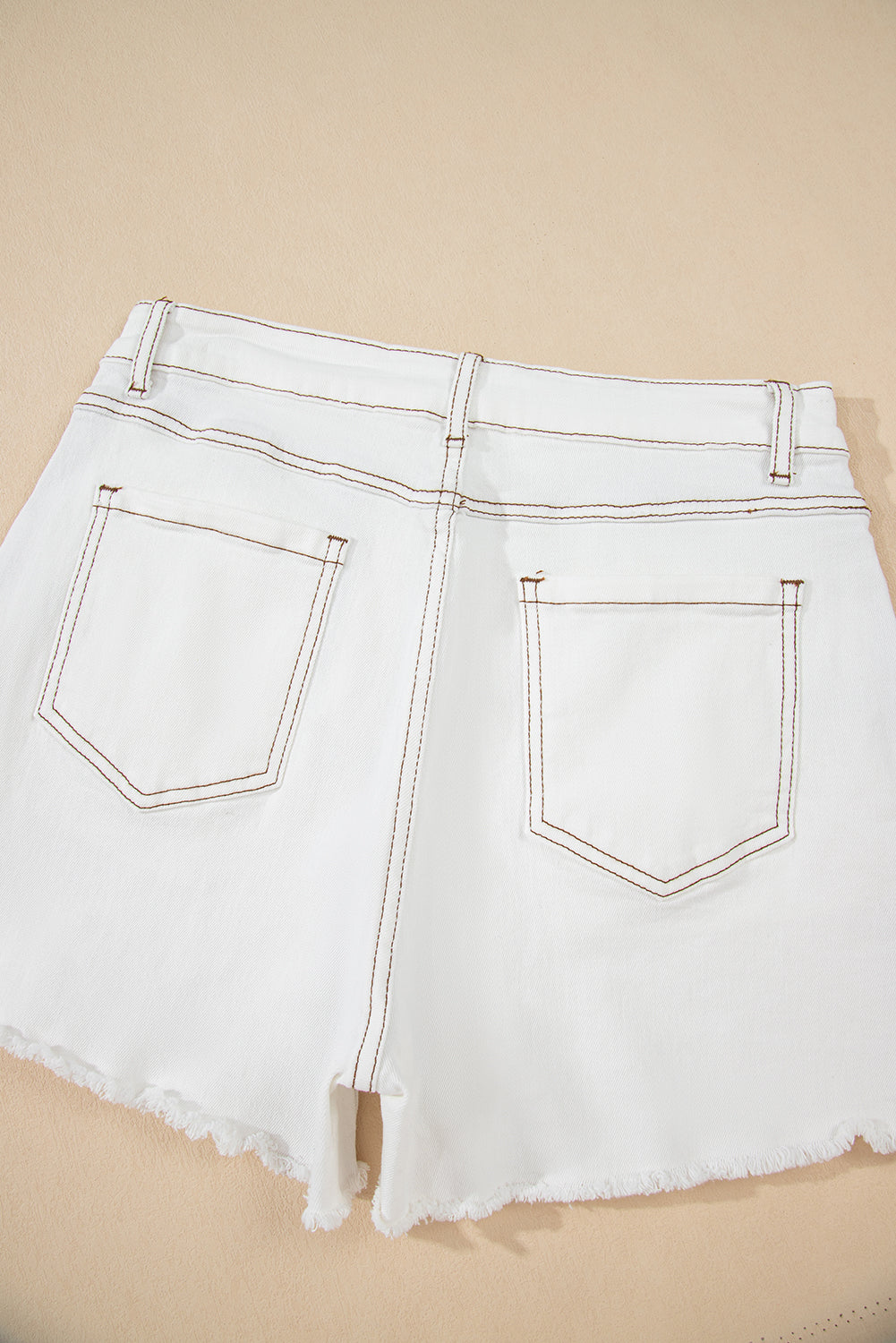 White Raw Hem High Waist Denim Shorts Denim Shorts JT's Designer Fashion