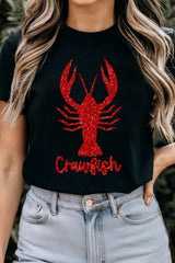 Black Shimmering Crawfish Graphic Tee Graphic Tees JT's Designer Fashion