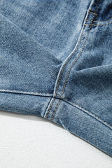 Dusk Blue Embroidered Cropped Wide Leg High Waist Jeans Jeans JT's Designer Fashion