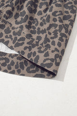Brown Denim Leopard Printed Short Puff Sleeve Mini Dress Mini Dresses JT's Designer Fashion
