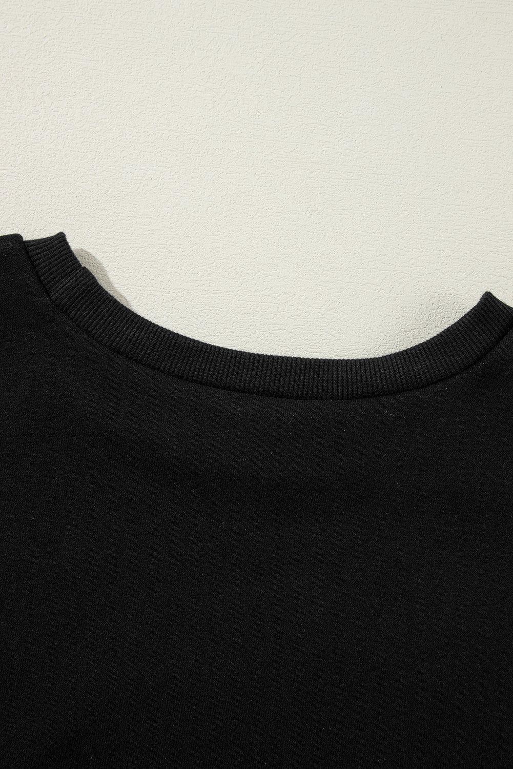 Black Solid O Neck High Low Hem Pullover Sweatshirt Sweatshirts & Hoodies JT's Designer Fashion