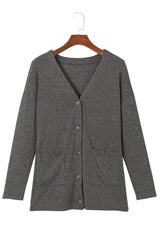 Gray Heather Knit Pocketed Button Front Cardigan Sweaters & Cardigans JT's Designer Fashion