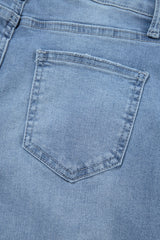 Dusk Blue High Rise Asymmetric Button Zip Fly Ripped Jeans Jeans JT's Designer Fashion