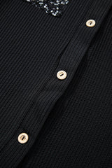 Black Sequin Patch Chest Pocket Corded Shacket Jackets JT's Designer Fashion