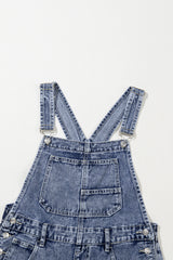 Sail Blue Denim Bib Straight Leg Jumpsuit with Pockets Jumpsuits & Rompers JT's Designer Fashion