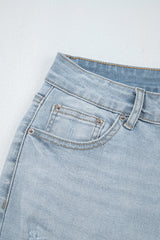 Beau Blue Mid Rise Ankle-Length Distressed Skinny Jeans Jeans JT's Designer Fashion