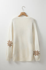 White Snowflake Christmas Tunic Sweater Sweaters JT's Designer Fashion