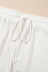 Jet Stream Textured Patched Pocket Short Sleeve Top Drawstring Shorts Set Short Sets JT's Designer Fashion