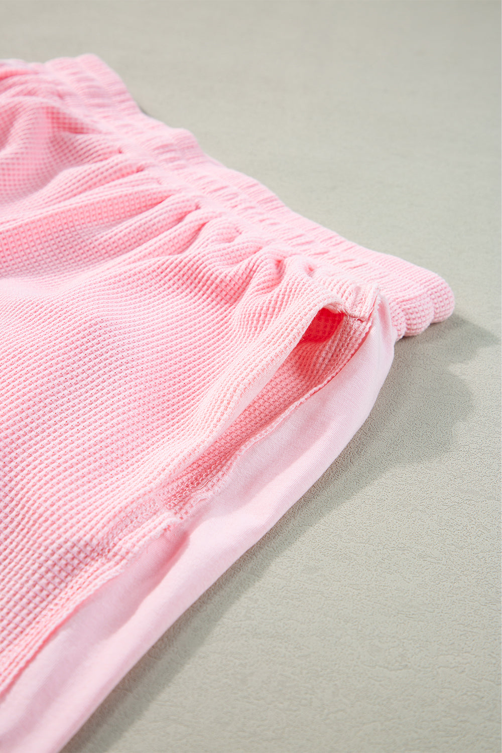 Light Pink Waffle Knit Oversize Tee and Shorts Set Short Sets JT's Designer Fashion