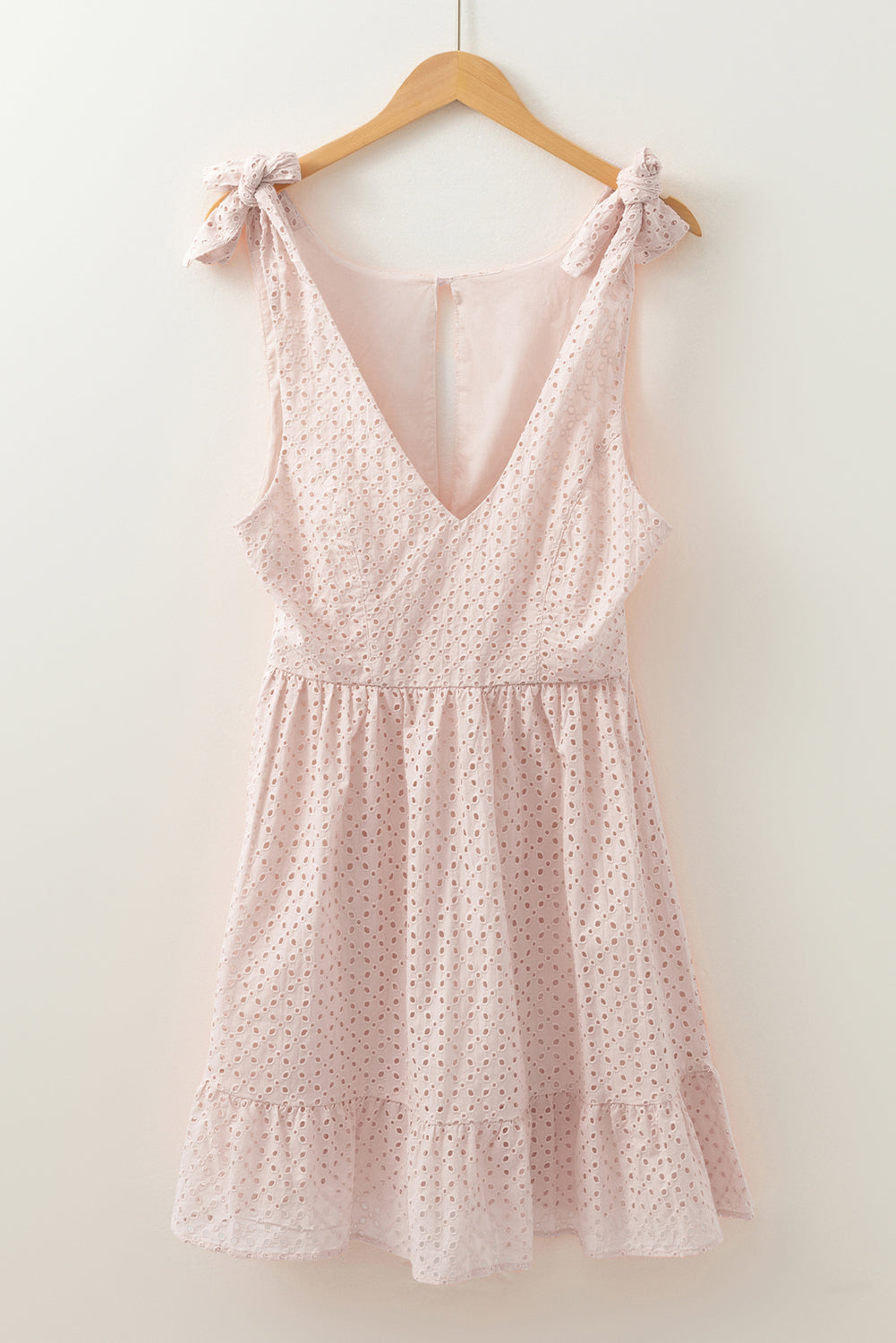 Delicacy Embroidered Eyelets Ruffled Hem Sleeveless Mini Dress Mini Dresses JT's Designer Fashion