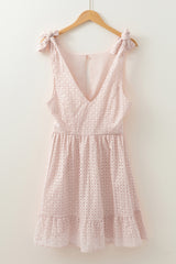 Delicacy Embroidered Eyelets Ruffled Hem Sleeveless Mini Dress Mini Dresses JT's Designer Fashion