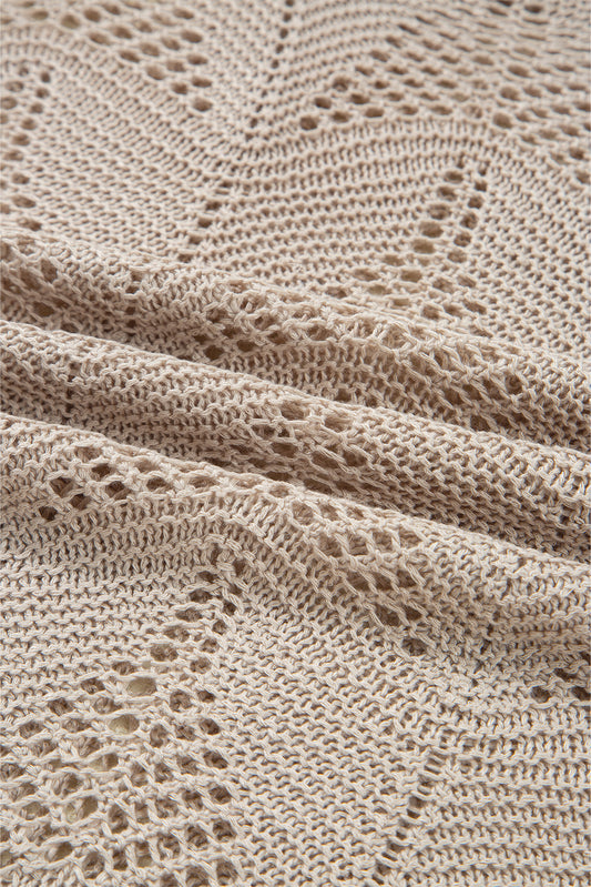 Parchment Hollow Out Knit 7/8 Sleeve Casual Sweater Sweaters JT's Designer Fashion