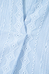 Beau Blue Jacquard Texture Flared Short Sleeve Notched Neck Mini Dress Mini Dresses JT's Designer Fashion