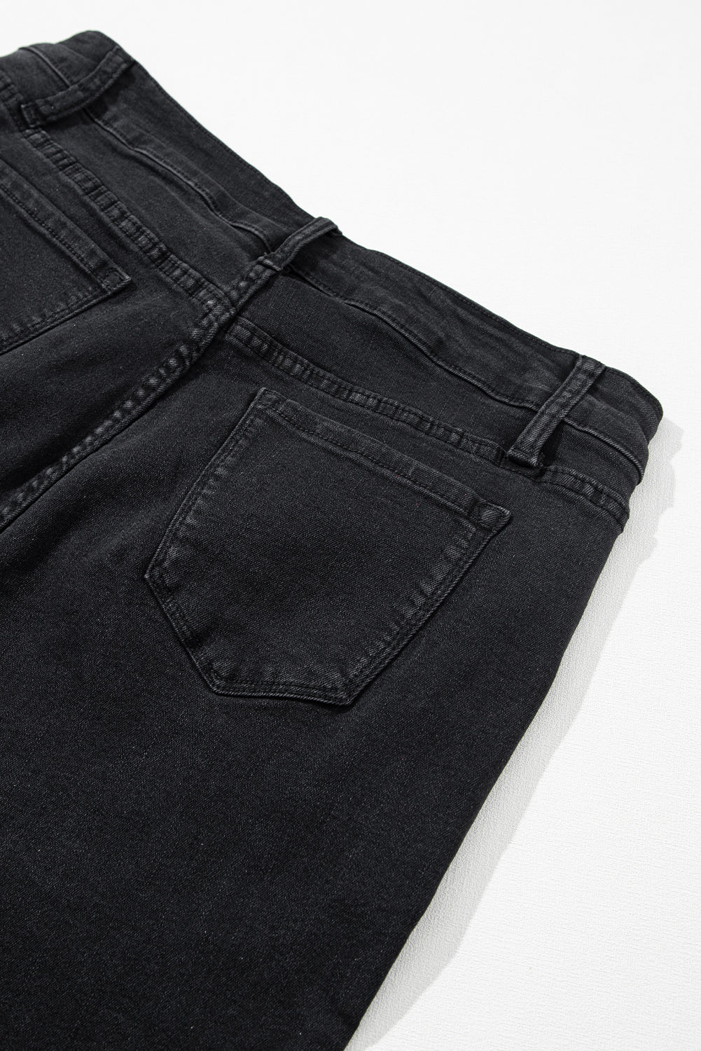 Black High Waist Button Front Flare Jeans Jeans JT's Designer Fashion
