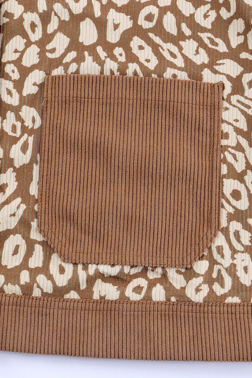 Brown Leopard Print Corduroy Long Sleeve Jacket Jackets JT's Designer Fashion