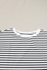 White Stripe Contrast Edge Tee and Shorts Set Short Sets JT's Designer Fashion