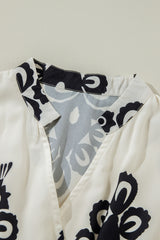 Beige Western Geometric Print 3/4 Sleeve Loose Midi Dress Midi Dresses JT's Designer Fashion