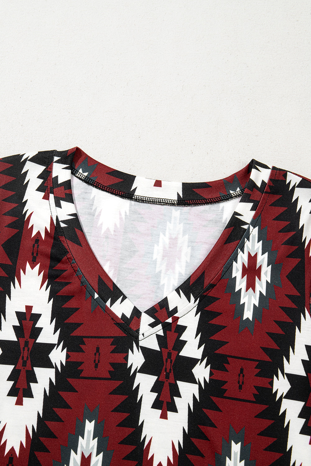 Red Western Aztec Printed Long T-shirt Dress T Shirt Dresses JT's Designer Fashion
