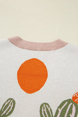 Apricot Desert Cactus Buttoned Front Sweater Cardigan Cardigans JT's Designer Fashion