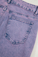Orchid Petal Vintage Wash Frayed Hem Ankle-length Jeans Jeans JT's Designer Fashion