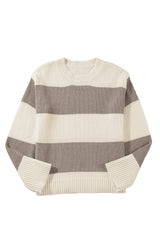 Simply Taupe Colorblock Loose Pullover Sweater Sweaters JT's Designer Fashion