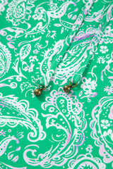 Green Paisley Print Long Sleeve Button Front Tied Waist Mini Dress Mini Dresses JT's Designer Fashion