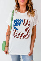White American Flag Star Graphic Crew Neck T Shirt Graphic Tees JT's Designer Fashion