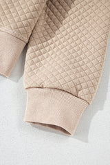 Parchment Solid Color Quilted Long Sleeve Top and Shorts Set Short Sets JT's Designer Fashion