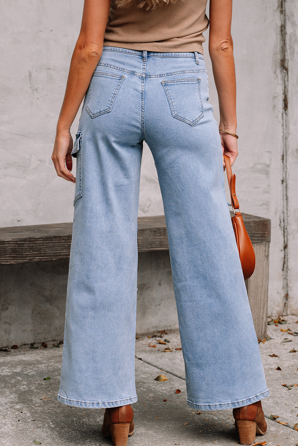 Beau Blue Bowknot Decor Boyfriend Cargo Jeans Jeans JT's Designer Fashion