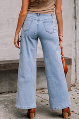 Beau Blue Bowknot Decor Boyfriend Cargo Jeans Jeans JT's Designer Fashion