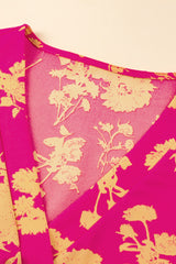 Rose Floral Print Batwing Sleeve Smock Dress Floral Dresses JT's Designer Fashion
