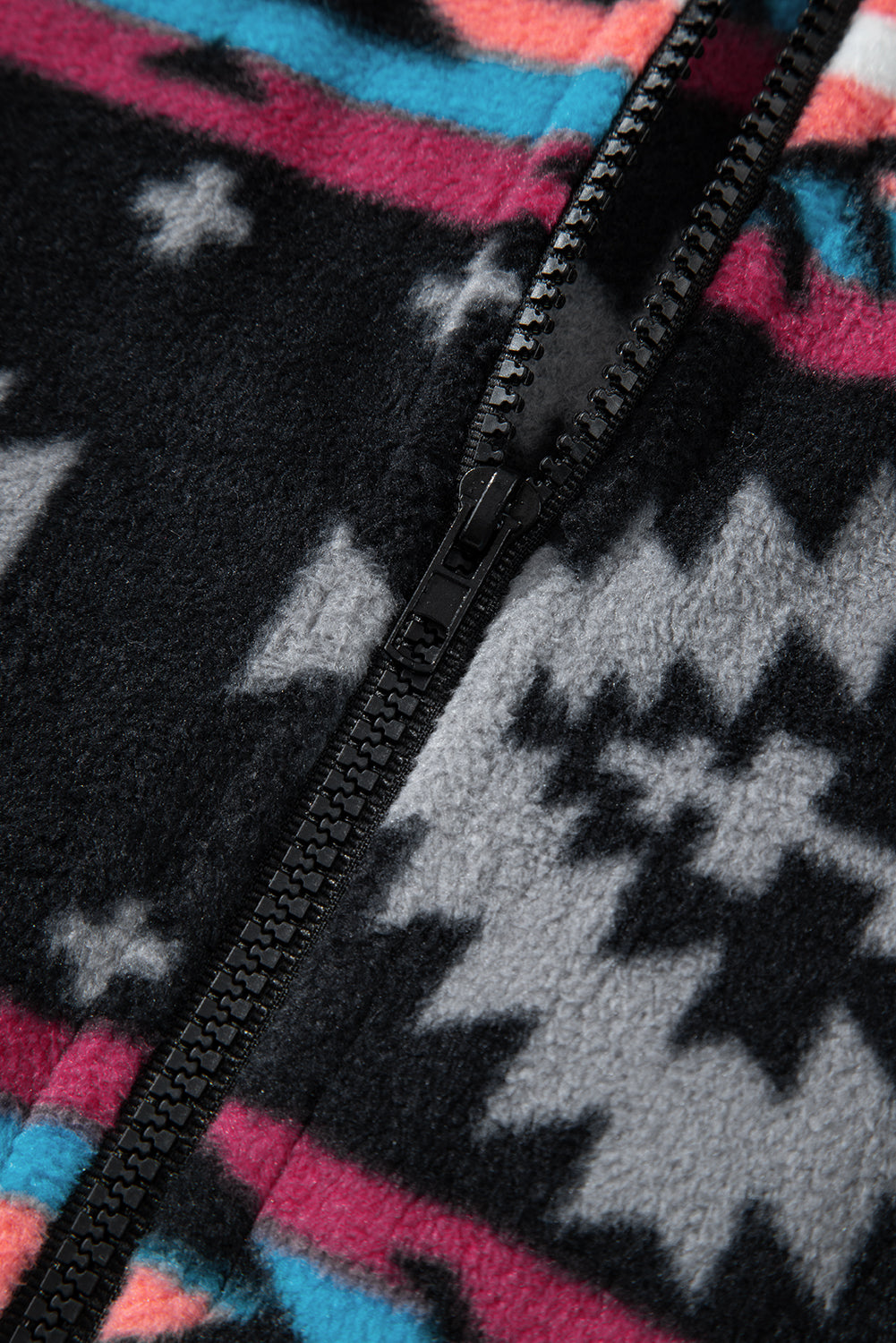 Black Aztec Printed Zip Up Collar Jacket Jackets JT's Designer Fashion