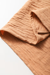 Straw Yellow Solid Color Shirred Cuff Notch V Neck Blouse Blouses & Shirts JT's Designer Fashion