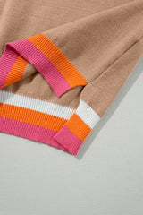 Parchment Colorblock Striped Trim Drop Shoulder Sweater Sweaters JT's Designer Fashion